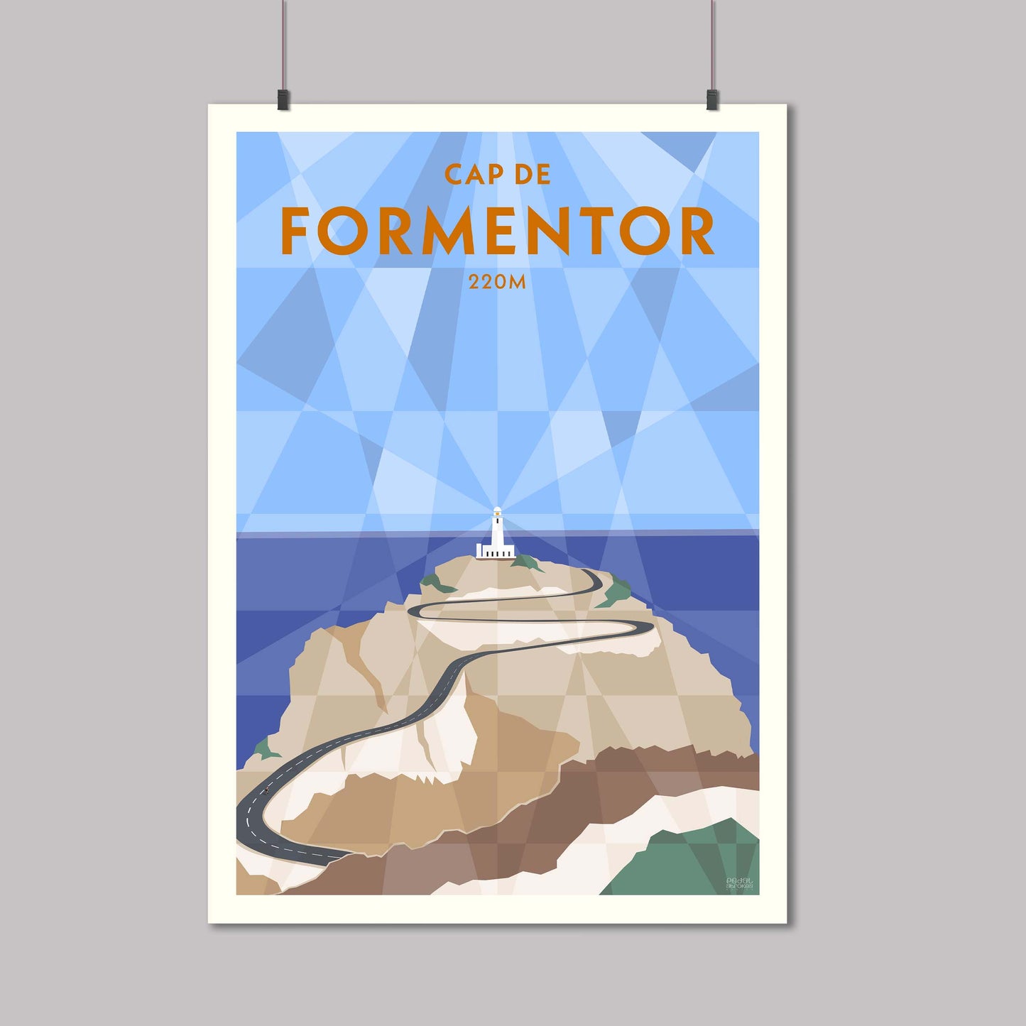 Cap de formentor cycling art print in mallorca, Spain