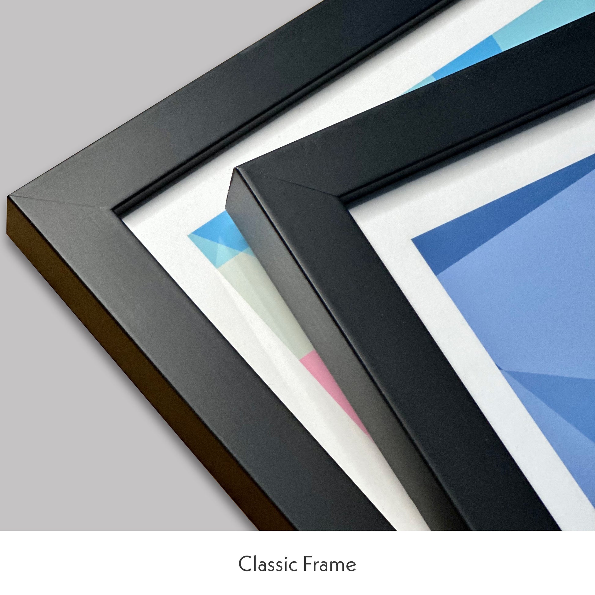 Close up of frames used by Pedal Strokes Prints